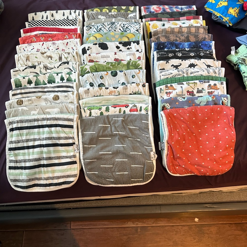 Copper pearl burp clothes